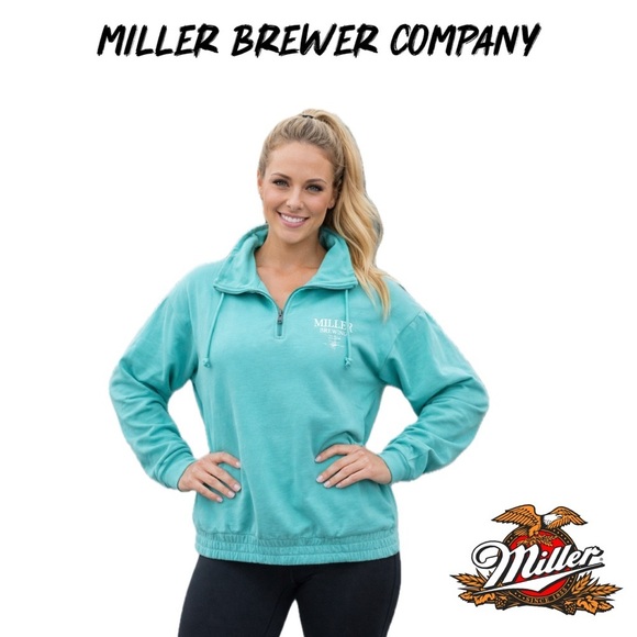 camp david Tops - NWOT Camp, David Miller brewing Company, Teal, 3/4 zip pull over